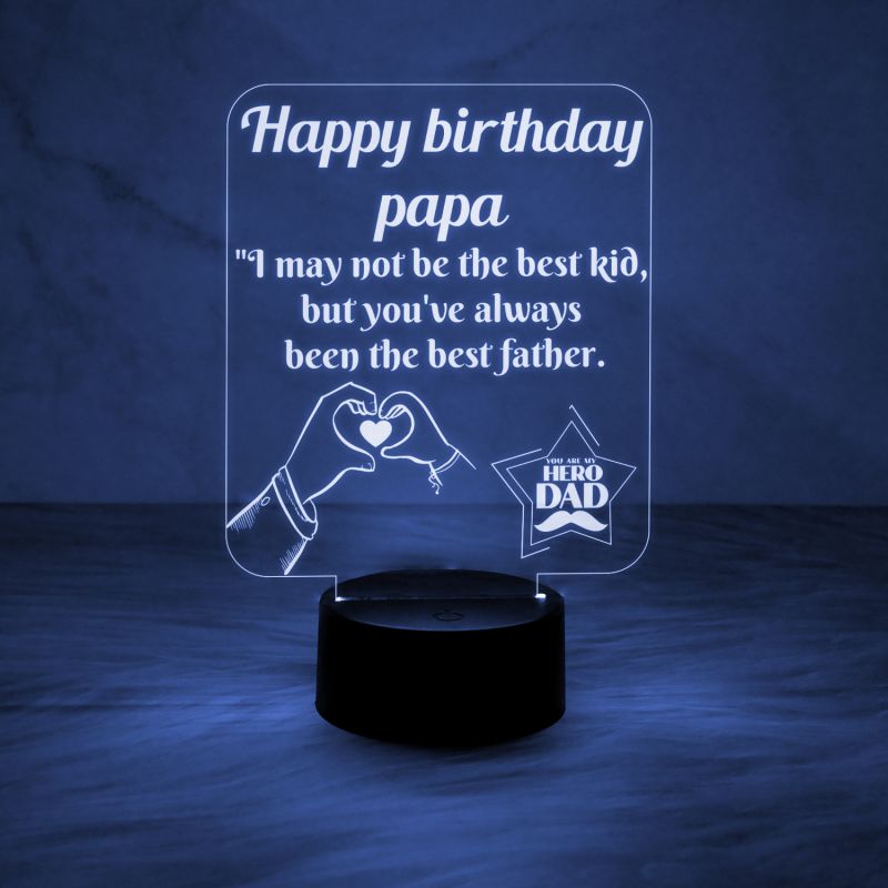 Happy Birthday Gift for Dad | Best Dad Ever Night Lamp | Birthday Gift for Dad | Best Gift for Father | 7 Color Changing Light & On/Off Touch Button | USB Powered